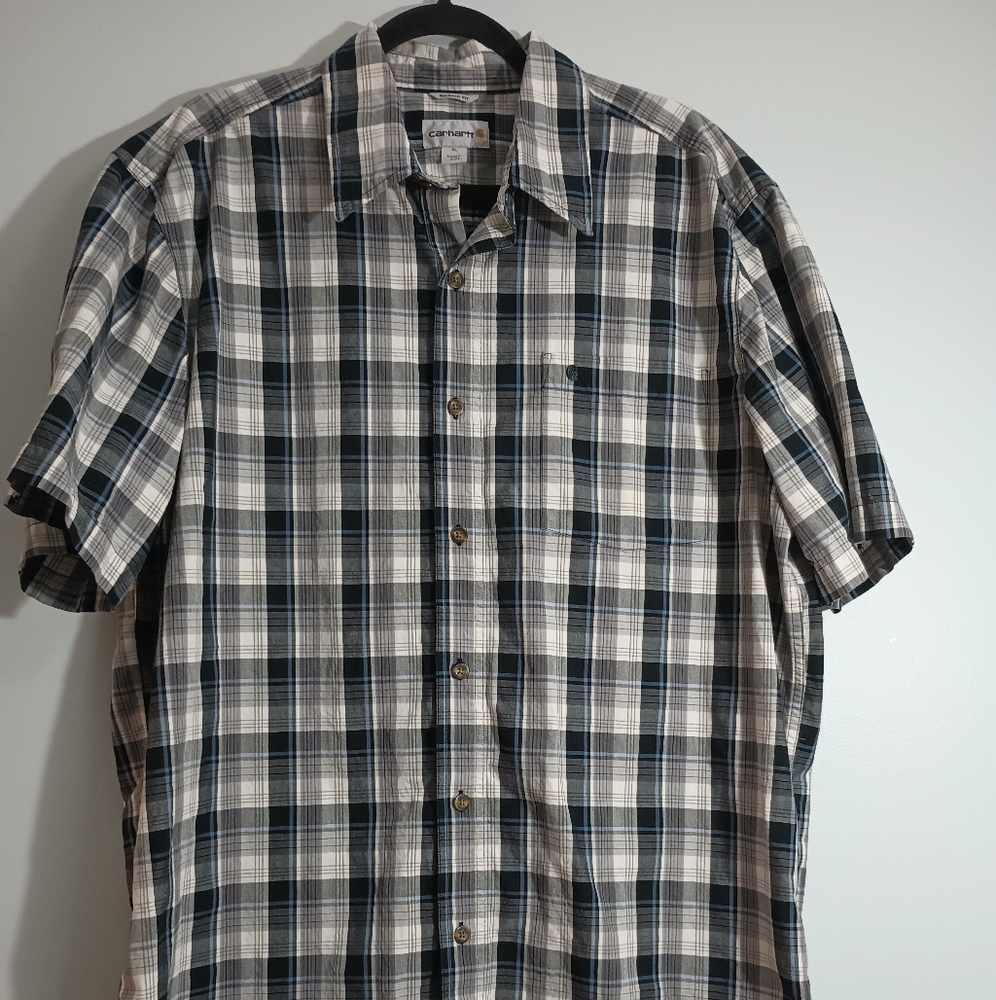 Men's Carhartt‎ Plaid Button Down Relaxed Fit Shirt XL